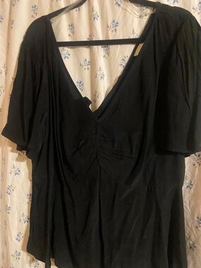 Target Black Women's Flutter Sleeve V-Neck Blouse